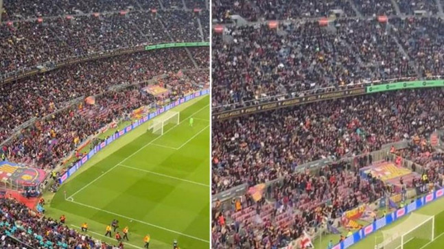 Barcelona tribünleri dakika 10’u gösterdiğinde hep bir ağızdan Messi tezahüratı yaptı