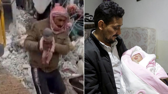 Suriye’de enkazda doğan mucize bebeği amcası evlat edindi