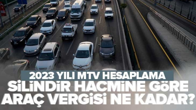 2023 yılı MTV hesaplama: 1.300 silindir altı, 1300 – 1600 – 1800