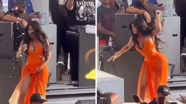 Ünlü rapçi hayranına mikrofon fırlattı