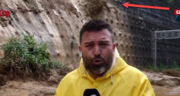 A Haber canlı yayınında heyelan anı! Oluk oluk şelale gibi aktı