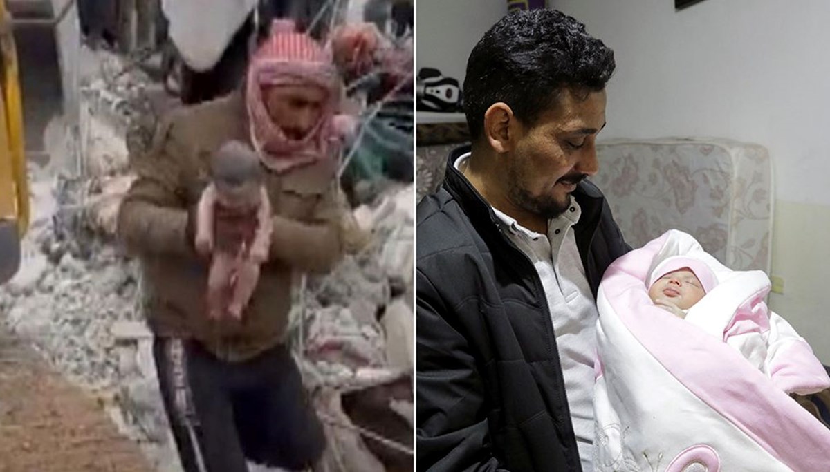 Suriye'de enkazda doğan mucize bebeği amcası evlat edindi