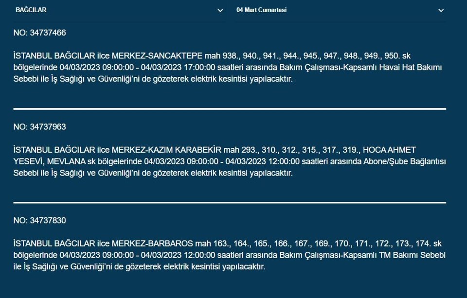 İstanbul'un birçok ilçesinde elektrik kesintisi (Avcılar, Tuzla, Beykoz, Bağcılar'da elektrikler ne zaman gelecek?) BEDAŞ ve AYEDAŞ duyurdu - 2