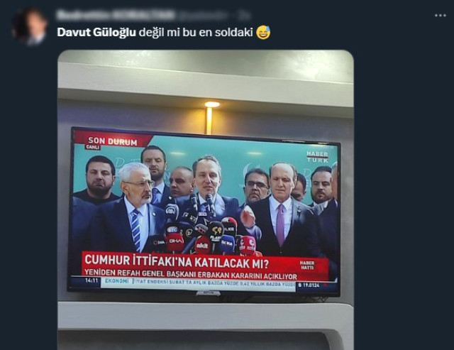 Erbakan ittifak kararını açıklarken herkes arkasındaki Davut Güloğlu'na odaklandı: Burada ne işi var?